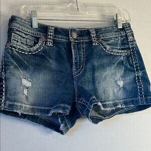 Silver Jeans Aiko Mid Short Distressed Denim Short. Sz W30/L3